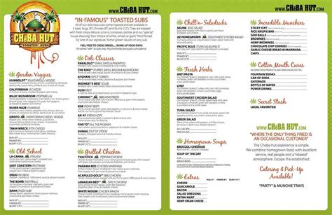 Cheba Hut is a "toasted" sub sandwich shop with a full bar. . Cheba hut toasted subs bellingham menu